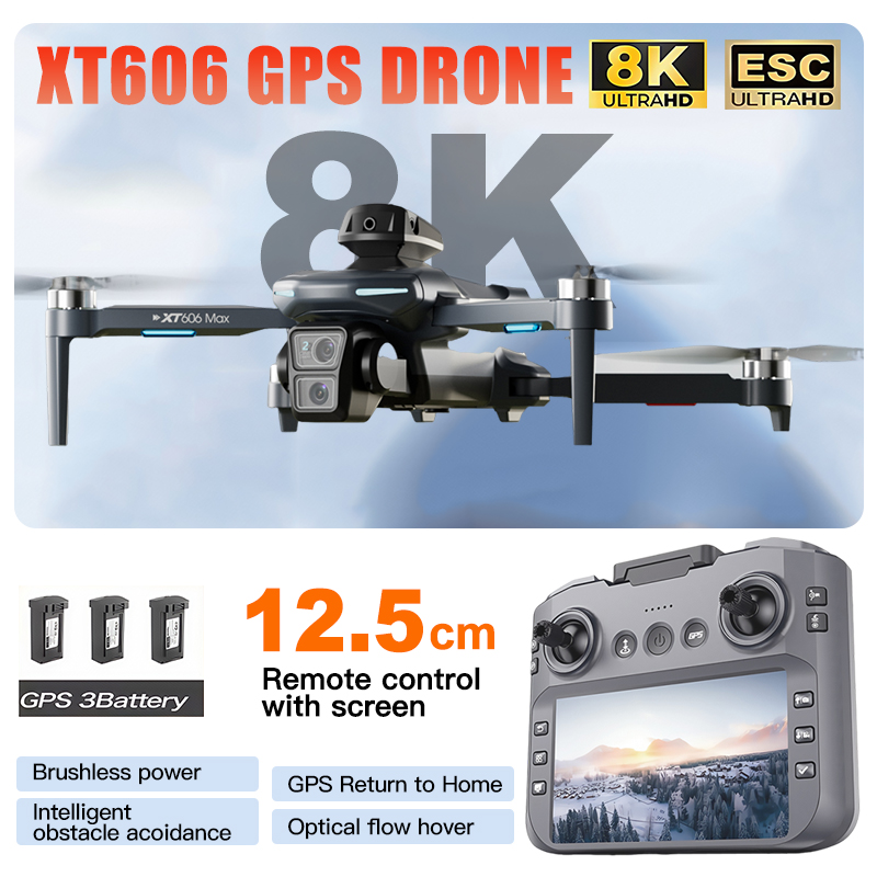 Drone Thermal Imaging - XT606 MAX 3 배터리 드론 4k
